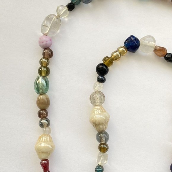 Fun India Candy Glass Chunky Continuous Organic Boho Over The Head Necklace 38” - Picture 9 of 11
